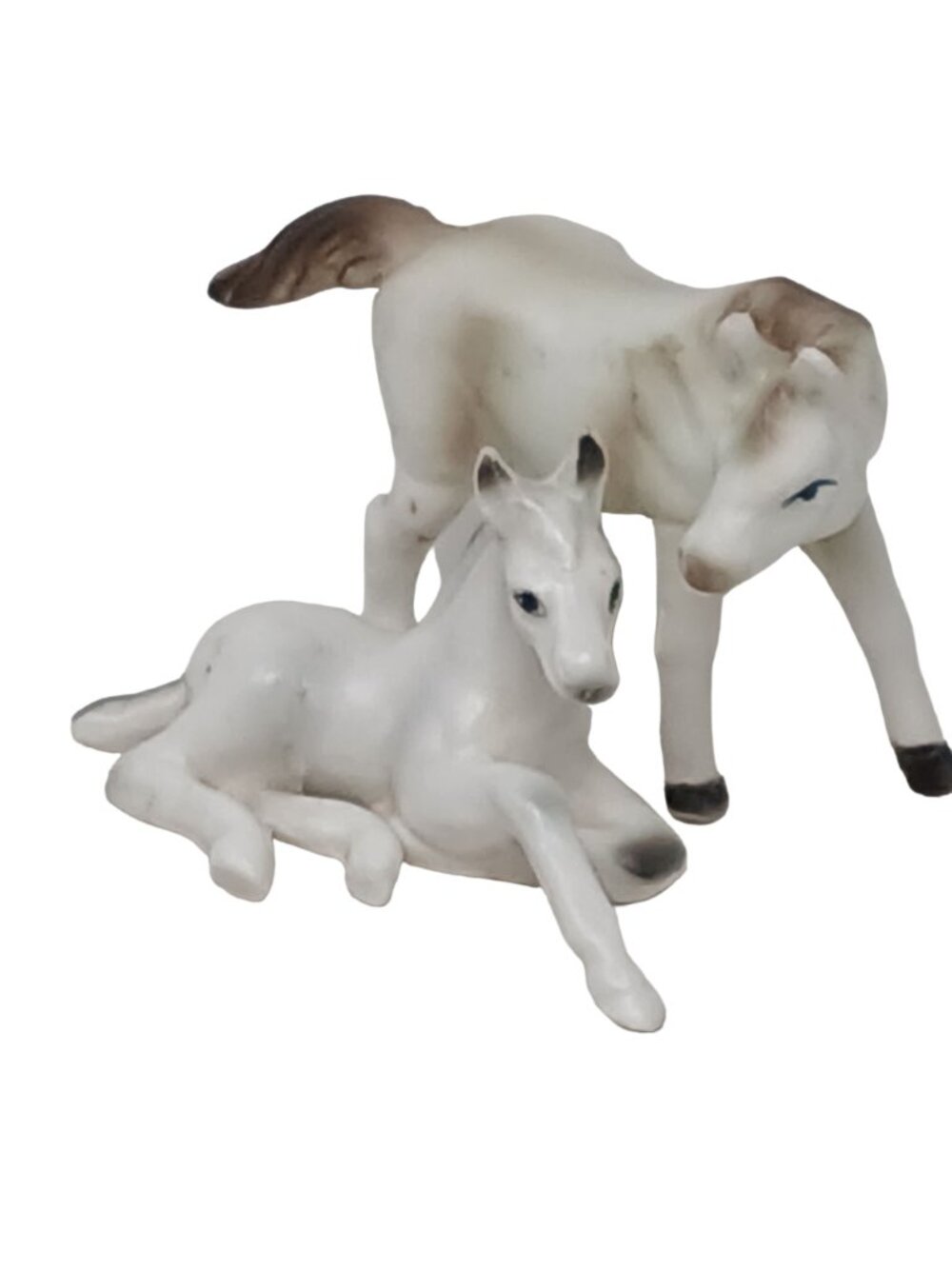 VTG Mare Foal Figurines Japan White & Brown Set of 2 Genuine Bone China #S-3 - Picture 5 of 13
